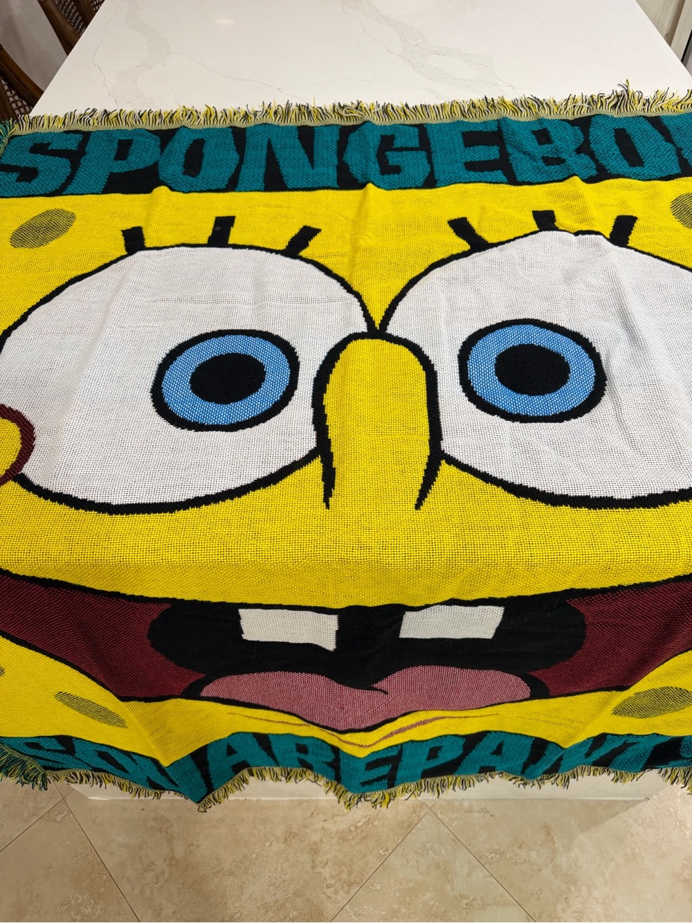 SpongeBob Squarepants Yellow Blue White Throw Blanket